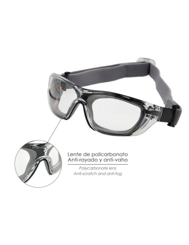 Gafas de Seguridad Acolchadas Cristales Transparentes Con Patillas o Goma Elastica. Patillas Engomadas EN/166