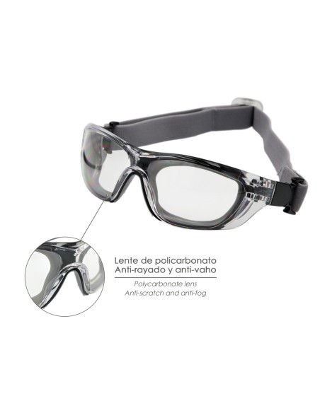 Gafas de Seguridad Acolchadas Cristales Transparentes Con Patillas o Goma Elastica. Patillas Engomadas EN/166
