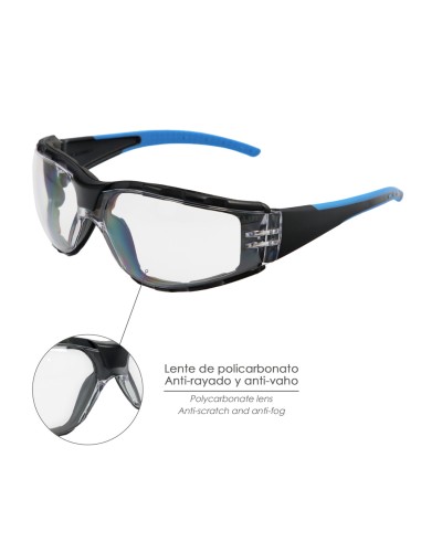 Gafas de Seguridad Acolchadas Cristales Transparentes Con Patillas Engomadas EN/166