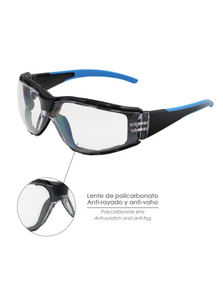 Gafas de Seguridad Acolchadas Cristales Transparentes Con Patillas Engomadas EN/166