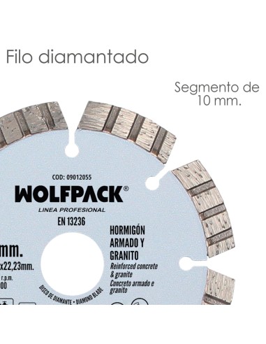 Disco Diamante Hormigon Armado / Granito Ø 115 mm. Segmento Diamantado 10 mm.