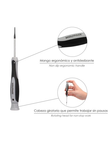 Juego Destornilladores de Precision Plus 6 Piezas, Puntas Imantadas, Acero al Cromo Vanadio, Cabezal Giratorio