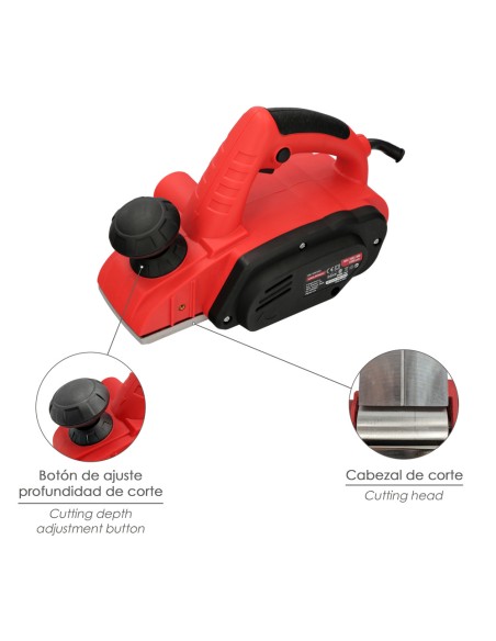 Cepilladora Electrica 710 Watt. Ancho Corte 82 mm. Profundidad 2 mm. Base Aluminio / Acero Cepillo Electrico Madera Carpintero