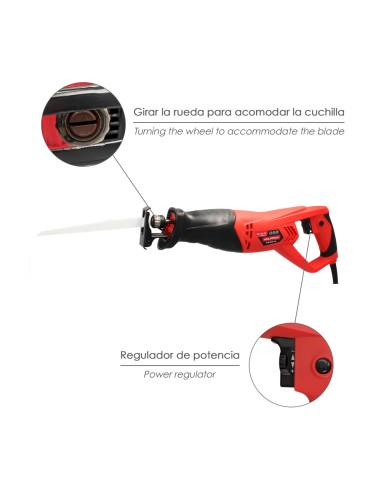 Sierra De Sable 900 Watt. Con Variador de Velocidad. Cambio Rapido de Hoja. Madera 115 mm. / Acero 8 mm.