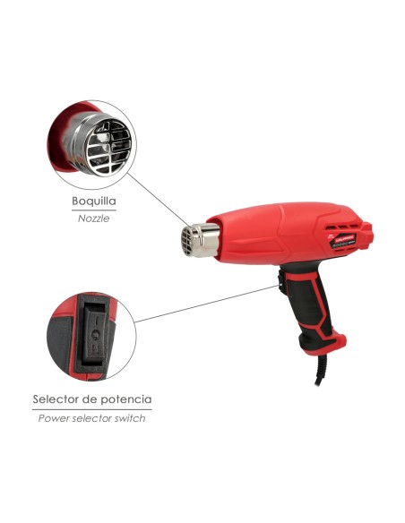 Pistola Aire Caliente 2000 Watt. 2 Potencias Con Accesorios. Decapador, Pistola Decapar Aire Caliente