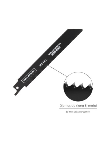 Hoja Sierra Sable Para Metales 152 mm. 18 Tpi. 5 Piezas. Sierra Hierro Aluminio, Cobre, Plastico
