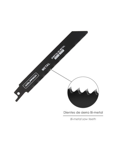 Hoja Sierra Sable Para Metales 152 mm. 18 Tpi. 5 Piezas. Sierra Hierro Aluminio, Cobre, Plastico