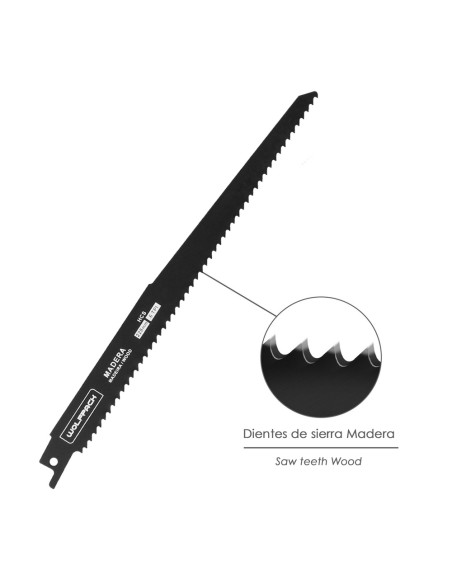 Hoja Para Sierra Sable Madera 228 mm. 6 TPI. 5 piezas. Especial para madera.
