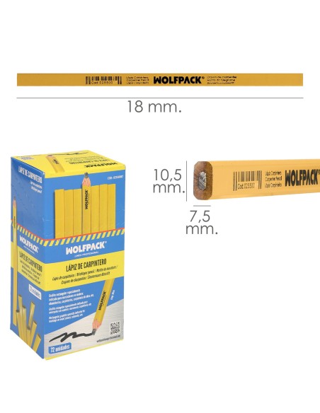 Lapiz Carpintero Standar Caja 72 Lapices. Marcador Carpinteria, Albañileria, Construcción.