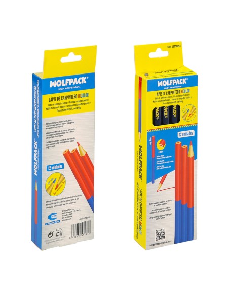 Lapiz Carpintero Bicolor 18 cm. (12 Unidades) Lapiz Marcador, Lapiz Carpinteria, Marcador Obra Colo Rojo / Azul