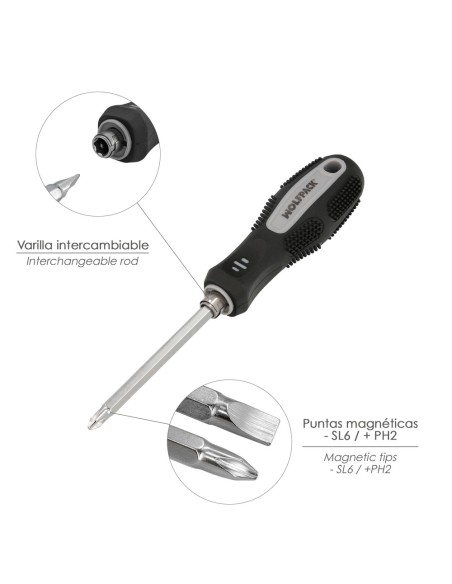 Destornillador Intercambiable 6x150 mm.