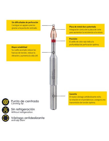 Broca Alpen Materiales Porcelanicos Muy Duros Ø 6 mm. Kit 2 brocas. Sin Refrigeración,