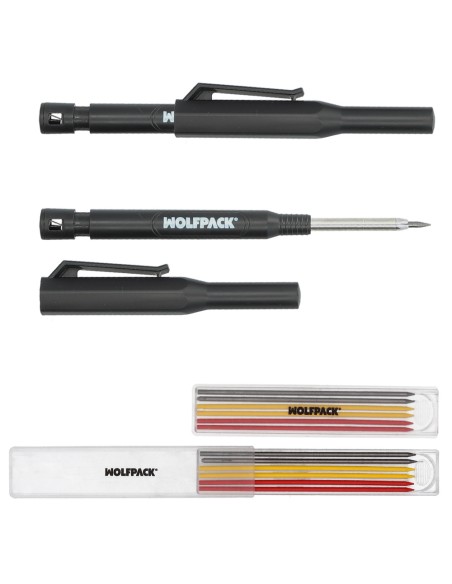 Lapiz Carpintero Portaminas Con 6+1 Recargas Cera Marcadora, Tiza Marcadora, Trazador, Rotulador Marcador, Rotulador Obra,