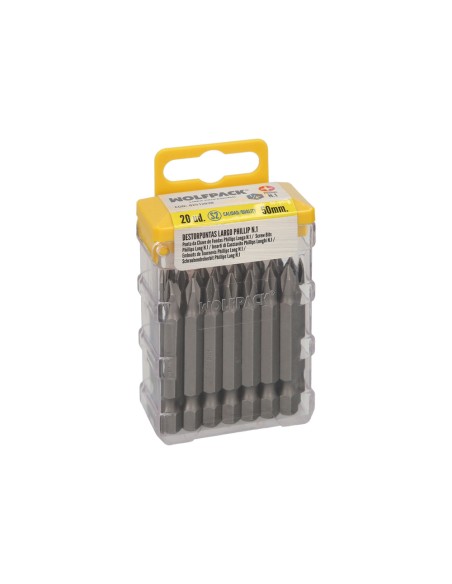Puntas Largas Destornillador Phillips Nº 1 (20 Piezas). Acero S2 al Cromo Vanadio. Puntas Hexagonales, Destorpuntas,