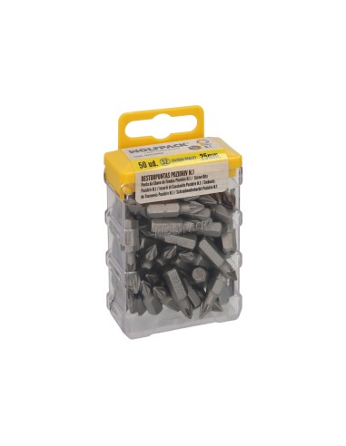Puntas Destornillador Pozidriv Nº 1 (50 Piezas). Acero S2 al Cromo Vanadio. Puntas Hexagonales, Destorpuntas,