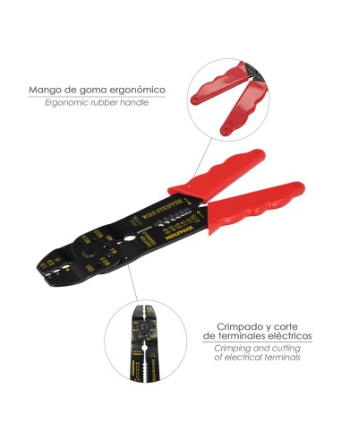 Alicates Crimpar Terminales Con Pelacables 195 mm.