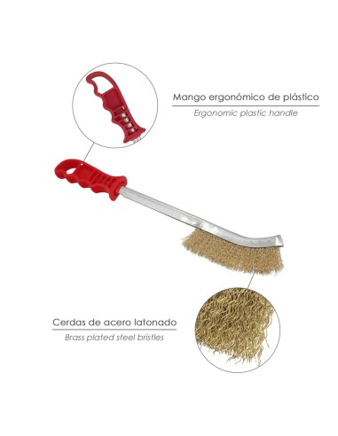 Cepillo Manual Acero Latonado Mango Rojo 34 cm.