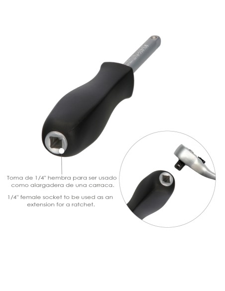 Empuñadura Destornillador Para Vasos 1/4". Prolongador Carraca, Alargador Carraca, Destornillador Vasos