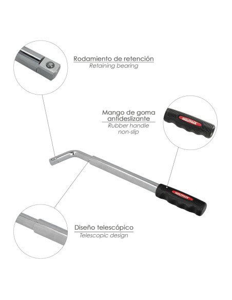 Llave Extensible Para Rueda de Coche 17x19 mm. Llave Cruz, Llave Telescopica Neumaticos,