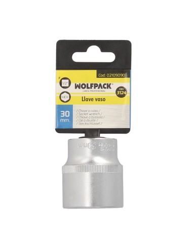 Llave Vaso 1/2" Hexagonal 30 mm. Perfil de 6 caras. Acero Cromo Vanadio, Aristas Redondas