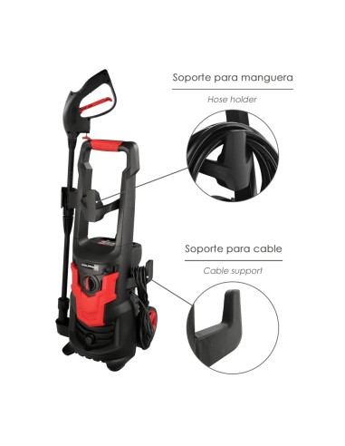 Hidrolimpiadora Alta Presión 135 Bares 1.800 Watt. Con Accesorios. 330 Litros / Hora. Limpiadora de Agua Con Deposito Detergente