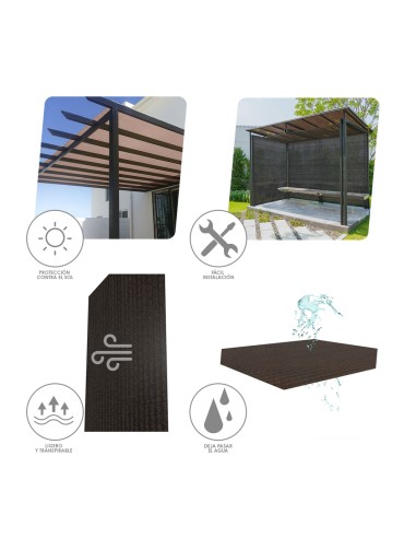 Malla Sombreo Rollo 1 x 50 metros, Reduce Radiación, Protección Jardín y Terraza, Regula Temperatura, Color Marrón
