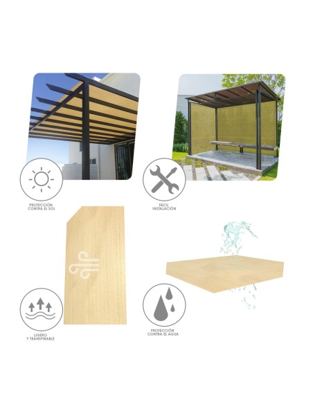Malla Sombreo Rollo 2 x 50 metros, Reduce Radiación, Protección Jardín y Terraza, Regula Temperatura, Color Beige