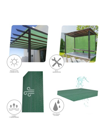 Malla Sombreo Rollo 2,0 x 10 Metros, Reduce Radiación, Protección Jardín y Terraza, Regula Temperatura, Color Verde Claro
