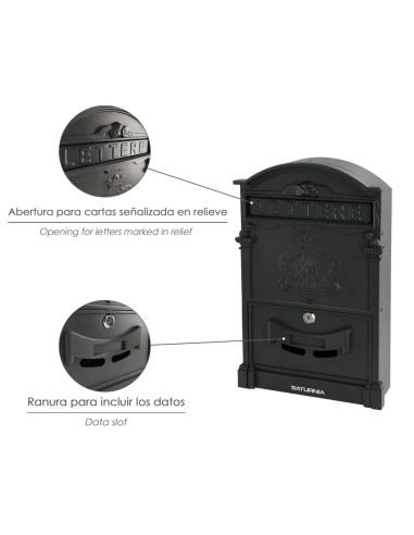 Buzon Jardín Aluminio Fundido Palace Gris Antracita 255 x 410 x 90 mm.