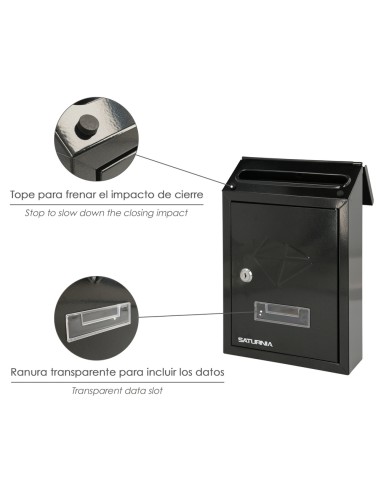Buzon Exterior Residence 205 x 300 x 70 mm. Negro