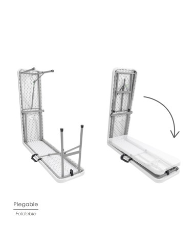 Banco Plegable Multifuncional, Portatil, Resistente,Multiusos 183x28x44 cm. Color Blanco