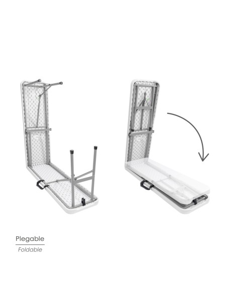 Banco Plegable Multifuncional, Portatil, Resistente,Multiusos 183x28x44 cm. Color Blanco