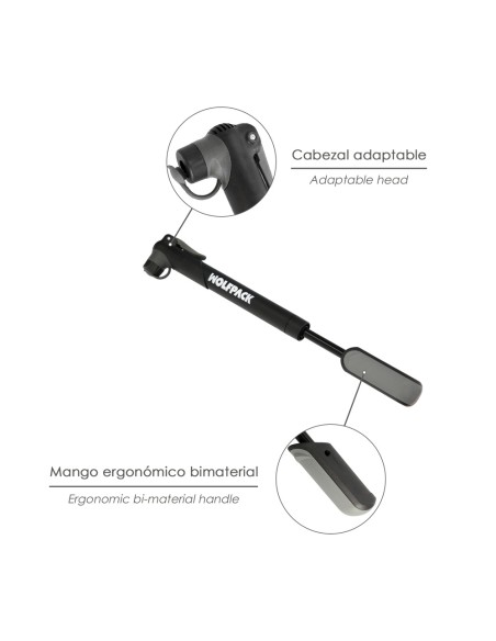 Bomba Para Bicicletas, Inflador Para Bicicleta, Bomba Patinete. Valvulas Schrader, Dunlop y Presta 8 Bares, Con soporte Bici