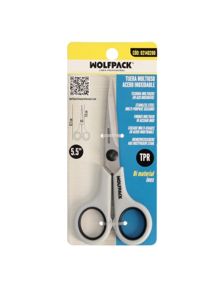 Tijeras Multiuso Acero Inoxidable 5,5" / 140 mm. Hojas Acero Inoxidable, Mango Comodo y Suave