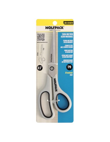 Tijeras Multiuso Acero Inoxidable 8,5" / 220 mm. Hojas Acero Inoxidable, Mango Comodo y Suave