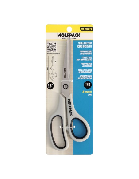 Tijeras Multiuso Acero Inoxidable 8,5" / 220 mm. Hojas Acero Inoxidable, Mango Comodo y Suave