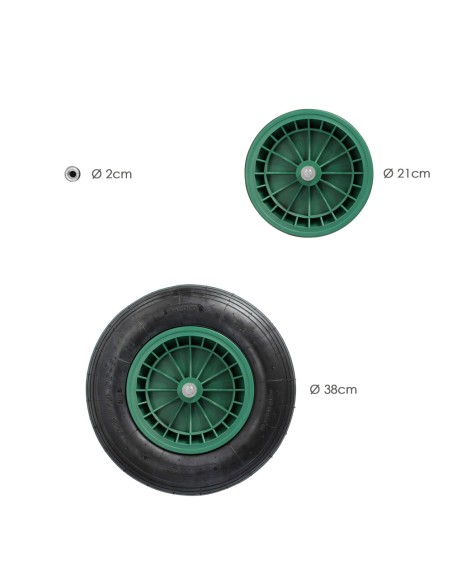 Rueda Carretilla Neumatica Para Carretilla Obra / Jardin Llanta Plastico Eje Ø 20 mm. Rueda Carretilla Jardin, Carro Invernadero