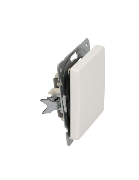 Interruptor Conmutador Cruzado (Mecanismo) Interruptor Pared, Bastidor Metalico, Interruptor Luz, Pulsador. Color Blanco