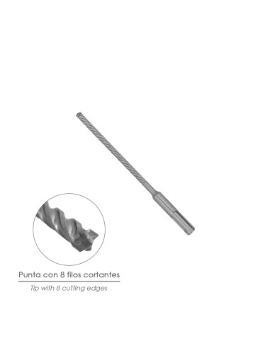 Broca Sds Plus 8 Filos Cortantes Especial Para Hormigon Armado Ø 10 x 160 mm. Broca Paredes, Broca Cimientos, Broca Muros