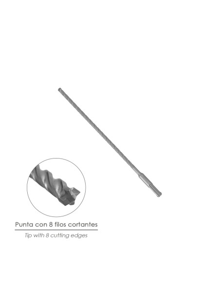 Broca Sds Plus 8 Filos Cortantes Especial Para Hormigon Armado Ø 8 x 260 mm. Broca Paredes, Broca Cimientos, Broca Muros