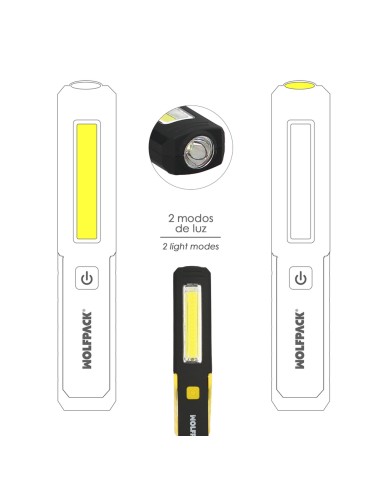 Linterna LED Multifunción Tipo Boligrafo Recargable (900 mAh) 200 Lumenes Con Iman, Gancho y Soporte Ajustable.