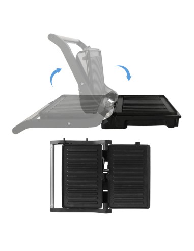 Sandwichera Grill Doble 1000w Parilla Eléctrica, Panini Press Grill, 1000w, Placa Antiadherente, Apertura 180º