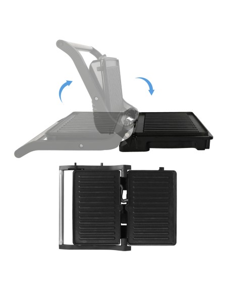 Sandwichera Grill Doble 1000w Parilla Eléctrica, Panini Press Grill, 1000w, Placa Antiadherente, Apertura 180º