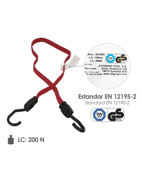 Pulpo De Goma Plano Reforzado 1,5 metro (2 unidades) 100% Latex, Capacidad Amarre 200 Newtons Gomas Elasticas, Cuerda Elastica,