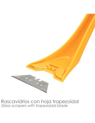 Rascavidrios Plastico Amarillo Hoja 60 mm. Rasqueta Vitroceramica, Rascador Vidrio, Rascador Vitroceramica,