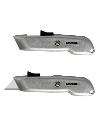 Cuchillo Autoretractil Con Hoja Acero Sk5 Carcasa De Aluminio Diseño Ergonomico, Cuchillo Seguridad, Cutters Seguridad,