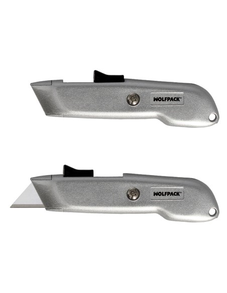 Cuchillo Autoretractil Con Hoja Acero Sk5 Carcasa De Aluminio Diseño Ergonomico, Cuchillo Seguridad, Cutters Seguridad,