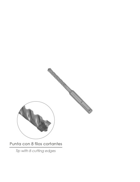Broca Sds Plus 8 Filos Cortantes Especial Para Hormigon Armado Ø 8 x 110 mm. Broca Paredes, Broca Cimientos, Broca Muros