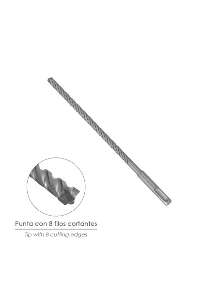 Broca Sds Plus 8 Filos Cortantes Especial Para Hormigon Armado Ø 8 x 210 mm. Broca Paredes, Broca Cimientos, Broca Muros