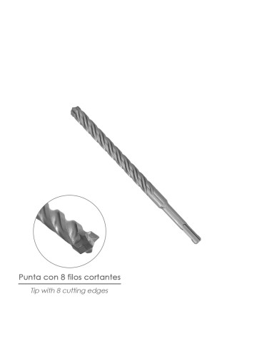 Broca Sds Plus 8 Filos Cortantes Especial Para Hormigon Armado Ø 12 x 210 mm. Broca Paredes, Broca Cimientos, Broca Muros